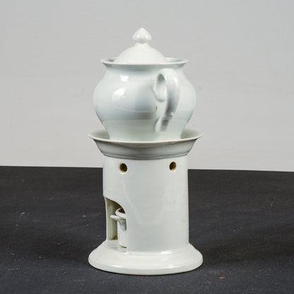 teiera ceramica bianca Richard Ginori con base e porta candela