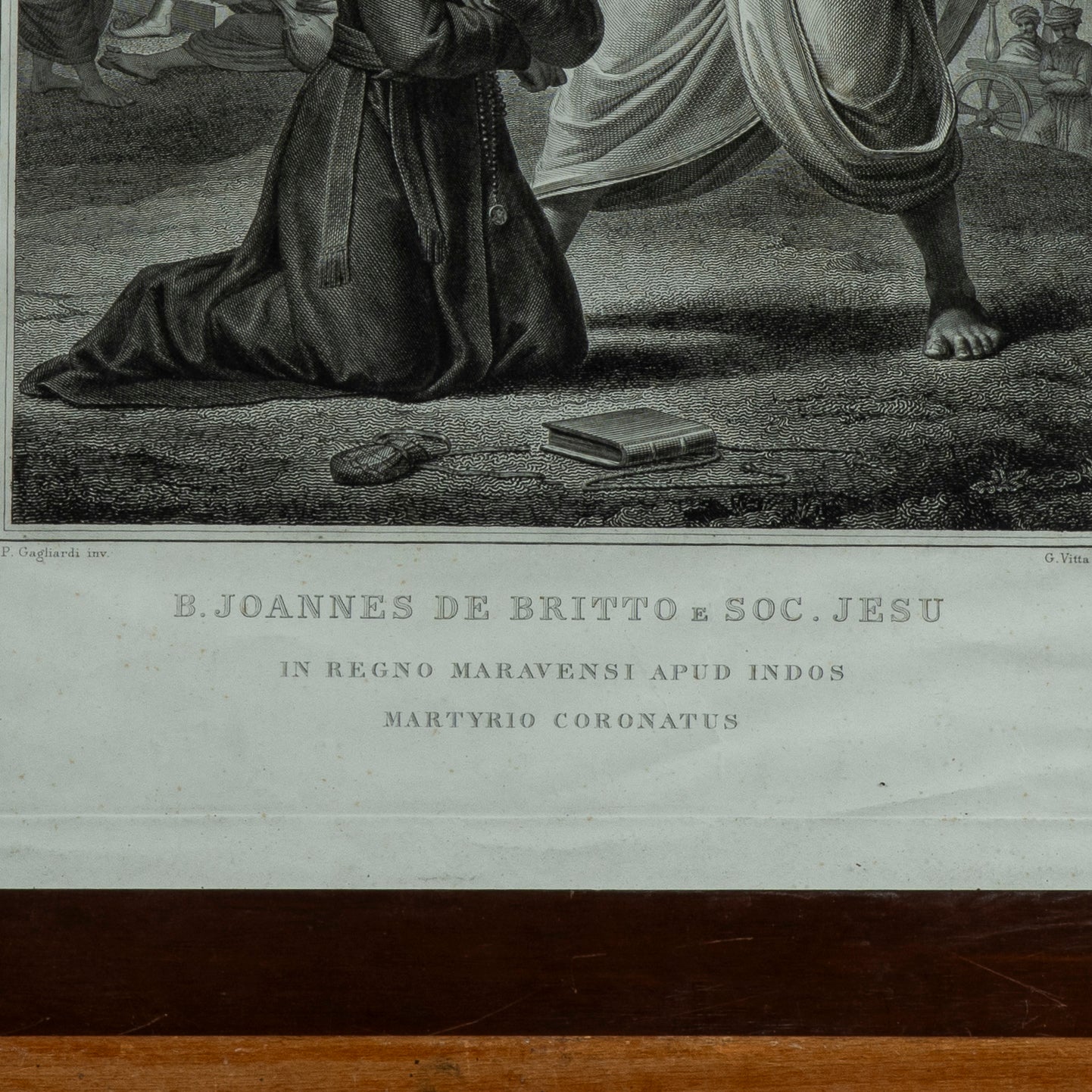 Stampa incisione di  B. Joannes de Britto della Compagnia di Gesù  epoca metà dell'800