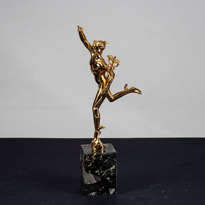 statua scultura mercurio con base in marmo portoro