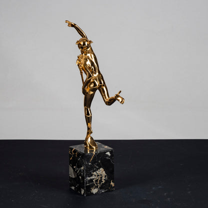 statua scultura mercurio con base in marmo portoro