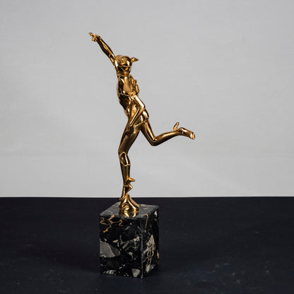 statua scultura mercurio con base in marmo portoro