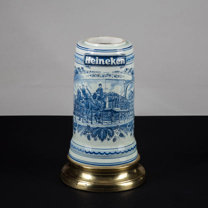 boccale heineken birra ceramica pubblicitaria con base