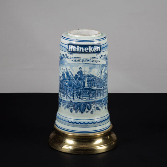 boccale heineken birra ceramica pubblicitaria con base