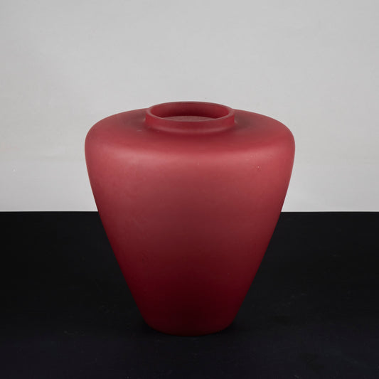 vaso in vetro rosso opaco vintage 1980