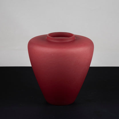 vaso in vetro rosso opaco vintage 1980