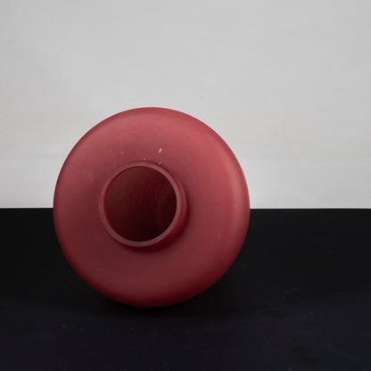 vaso in vetro rosso opaco vintage 1980