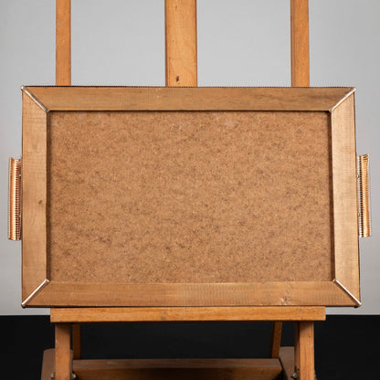 vassoio portavivande con specchi molati e piano in bachelite