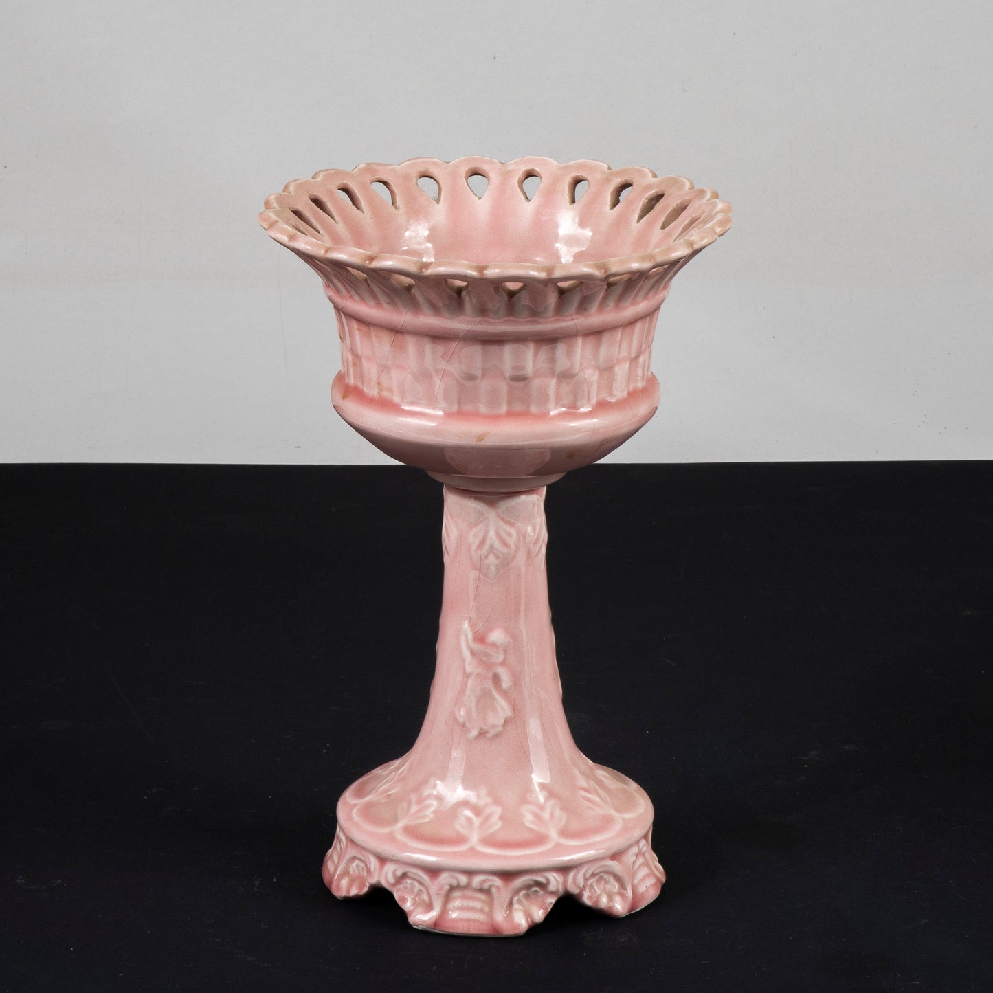 ceramica bassano alzatina rosa con decori