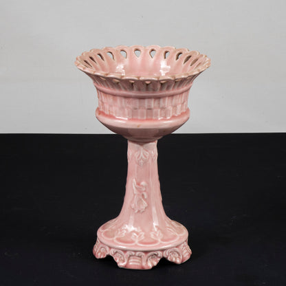 ceramica bassano alzatina rosa con decori