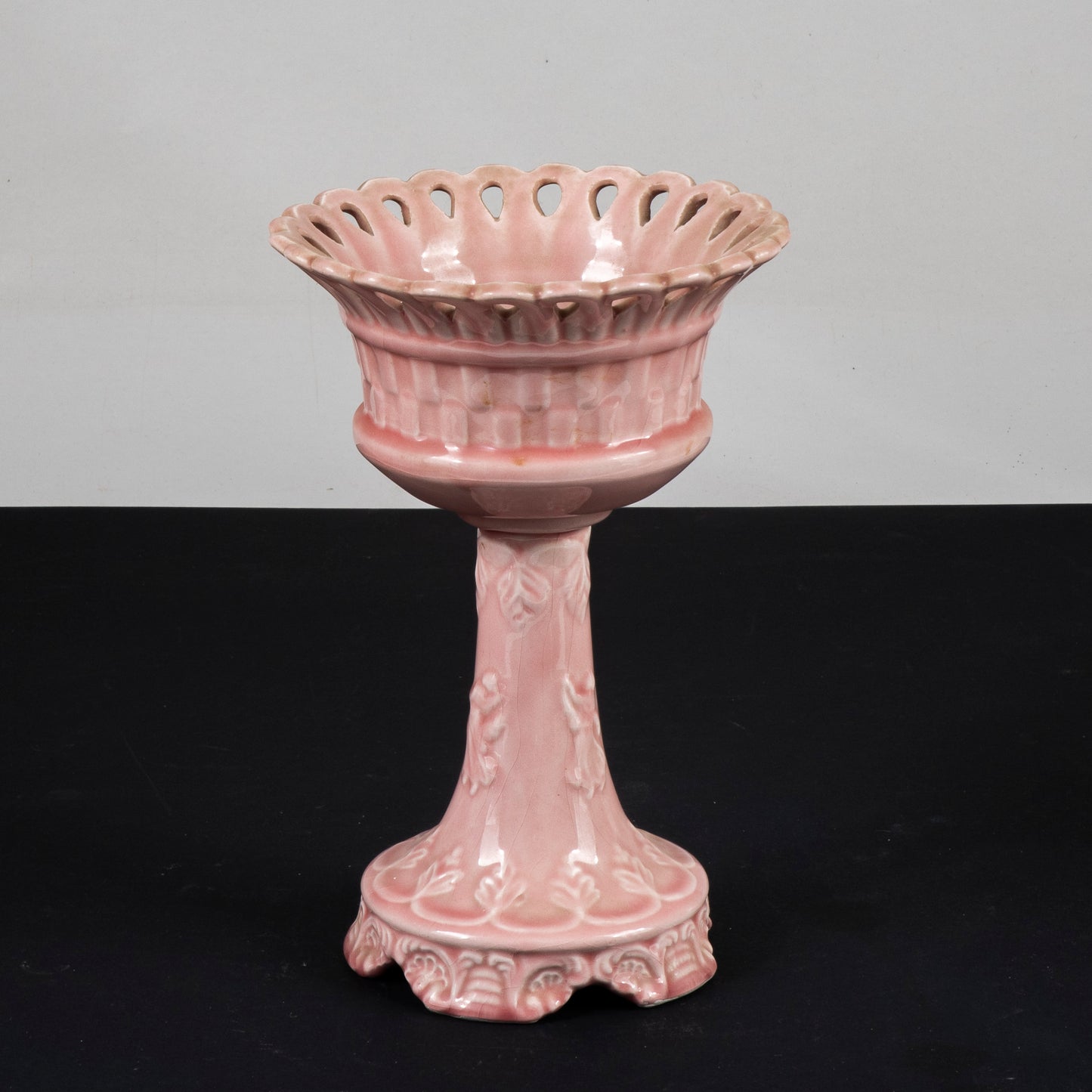 ceramica bassano alzatina rosa con decori