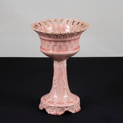 ceramica bassano alzatina rosa con decori