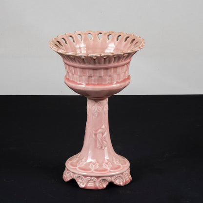ceramica bassano alzatina rosa con decori
