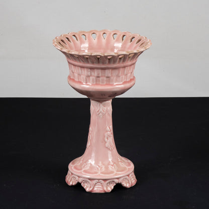 ceramica bassano alzatina rosa con decori