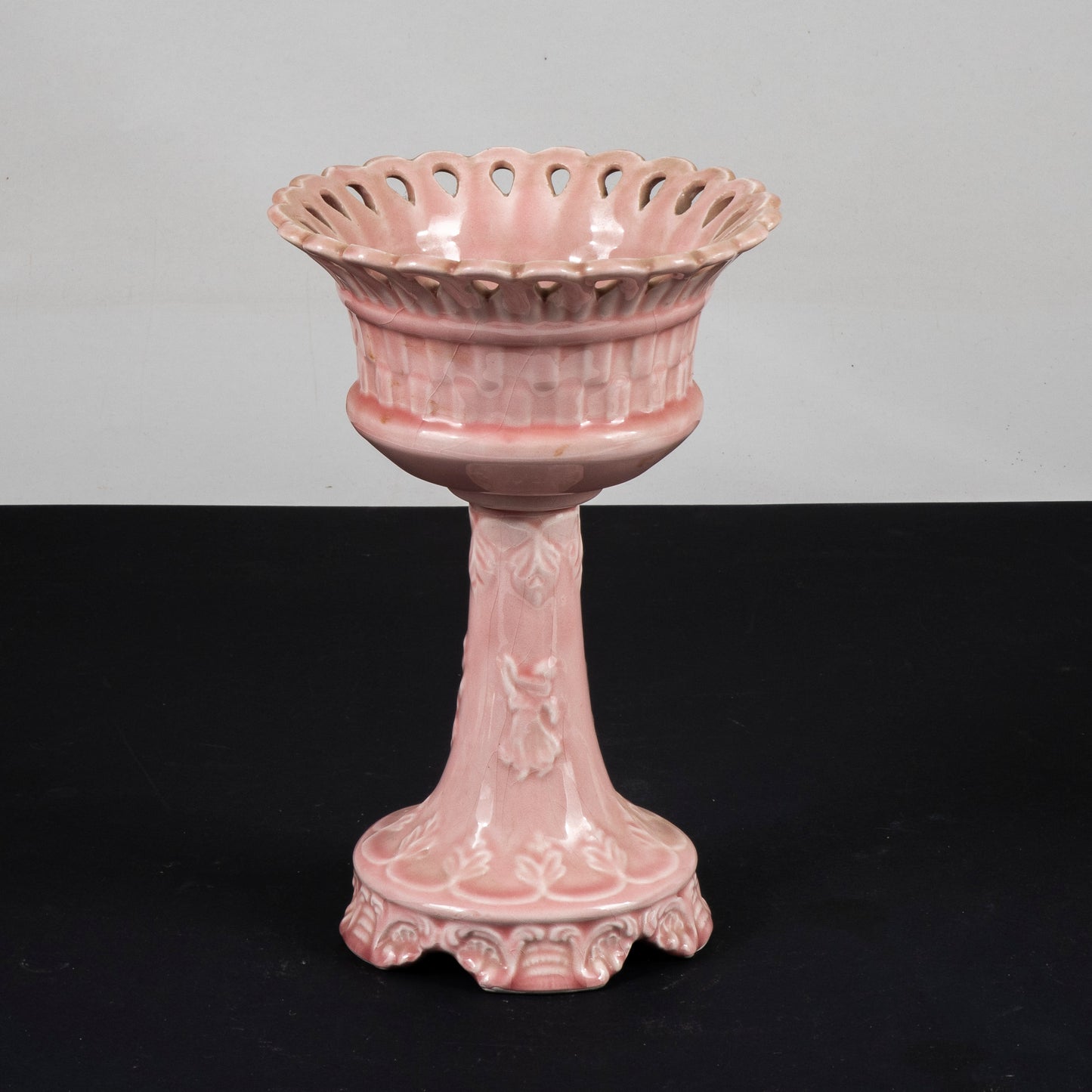 ceramica bassano alzatina rosa con decori