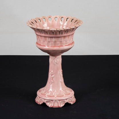 ceramica bassano alzatina rosa con decori