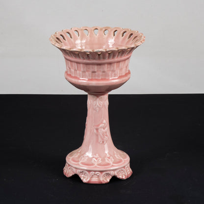 ceramica bassano alzatina rosa con decori