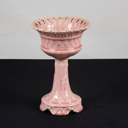 ceramica bassano alzatina rosa con decori