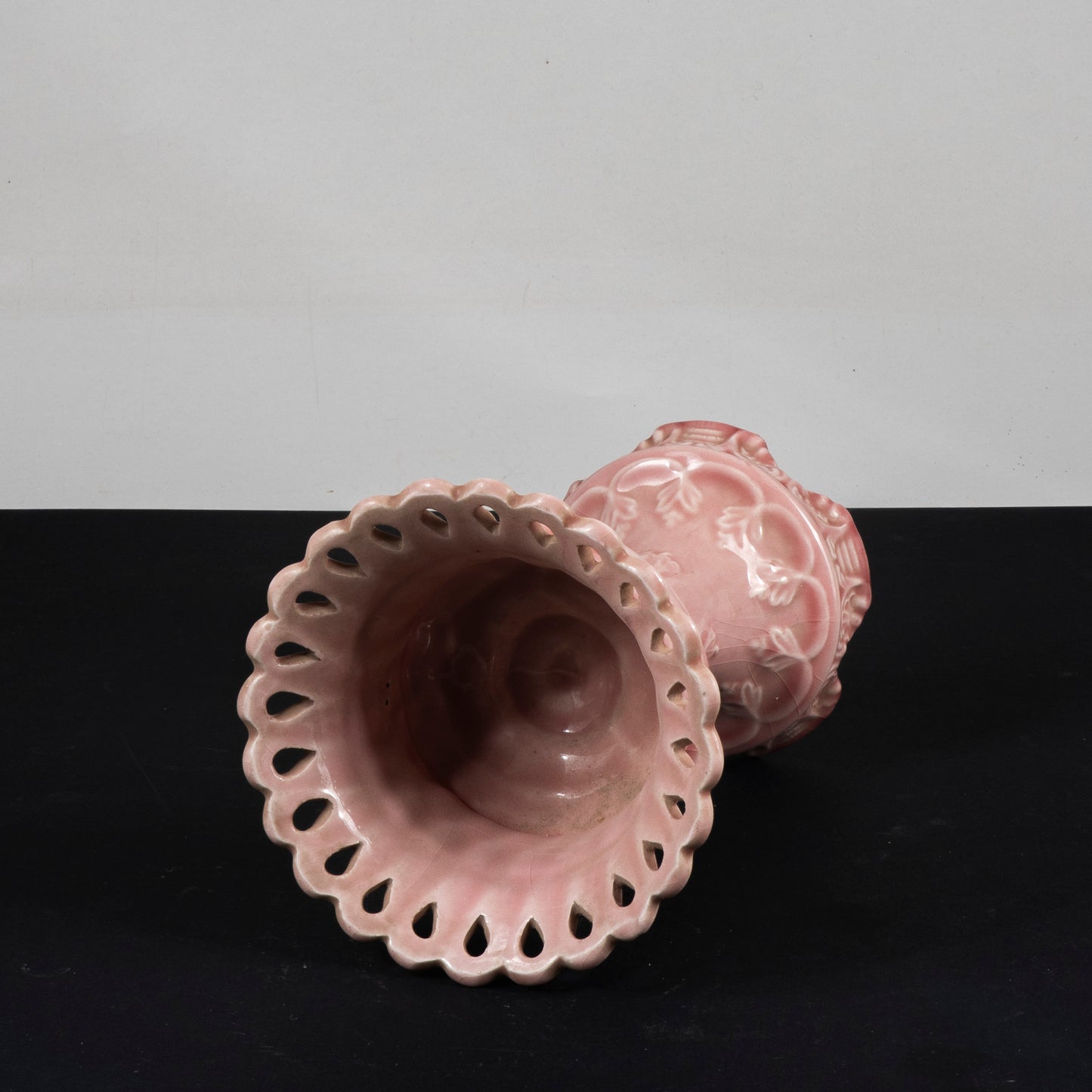 ceramica bassano alzatina rosa con decori