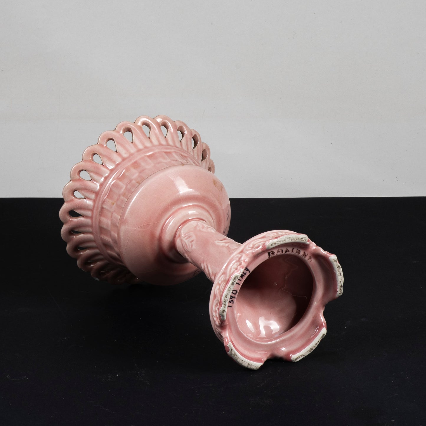 ceramica bassano alzatina rosa con decori