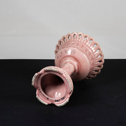 ceramica bassano alzatina rosa con decori