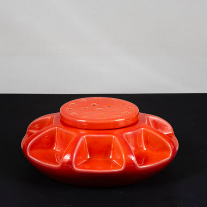 centrotavola ceramica arancione profumatore vintage