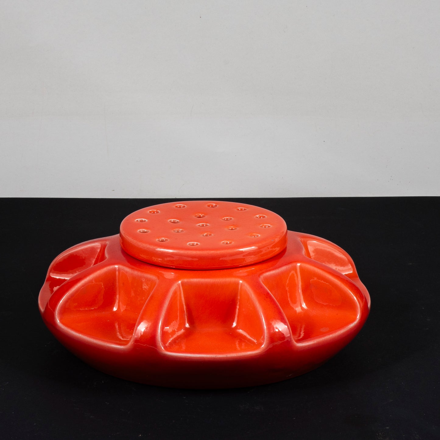 centrotavola ceramica arancione profumatore vintage
