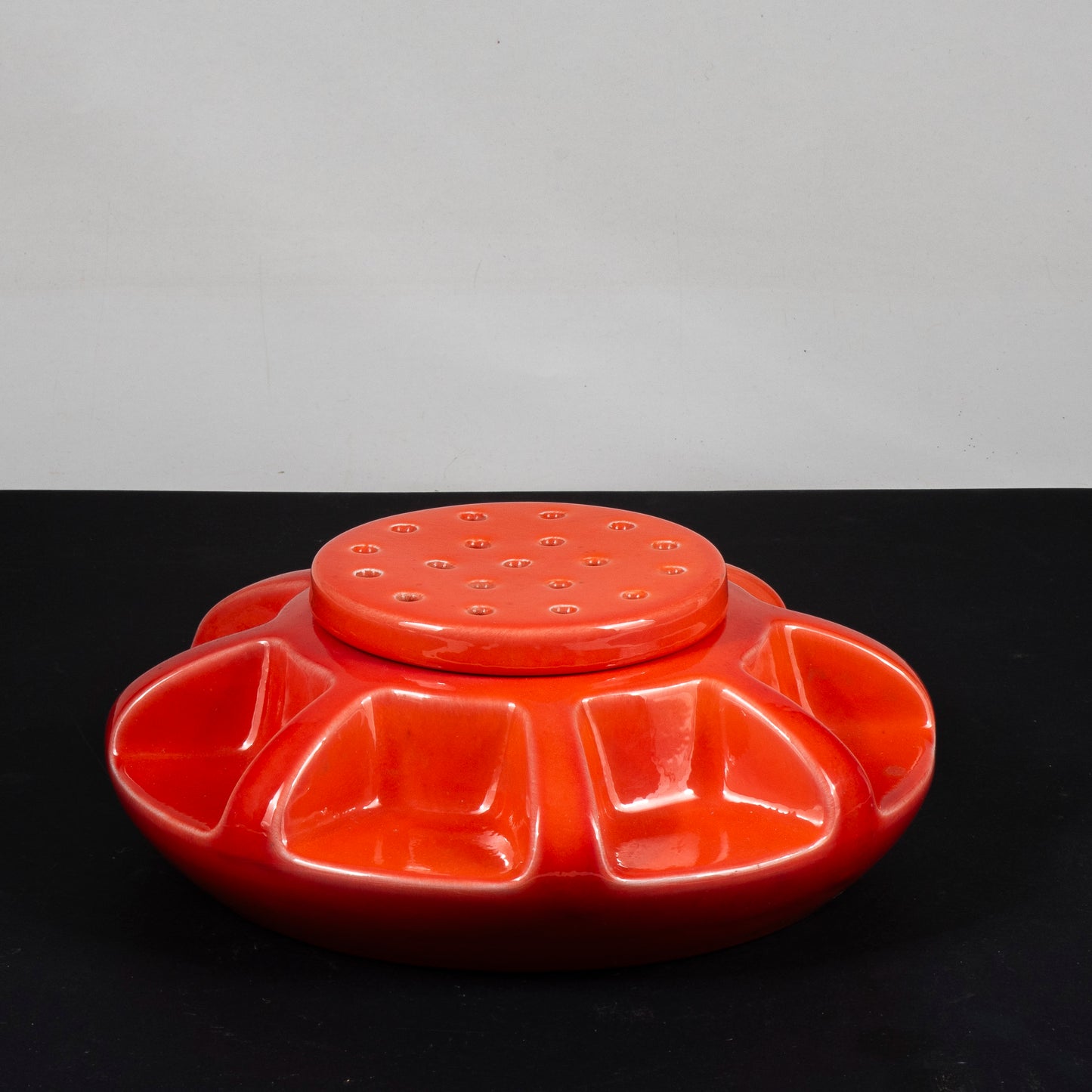 centrotavola ceramica arancione profumatore vintage