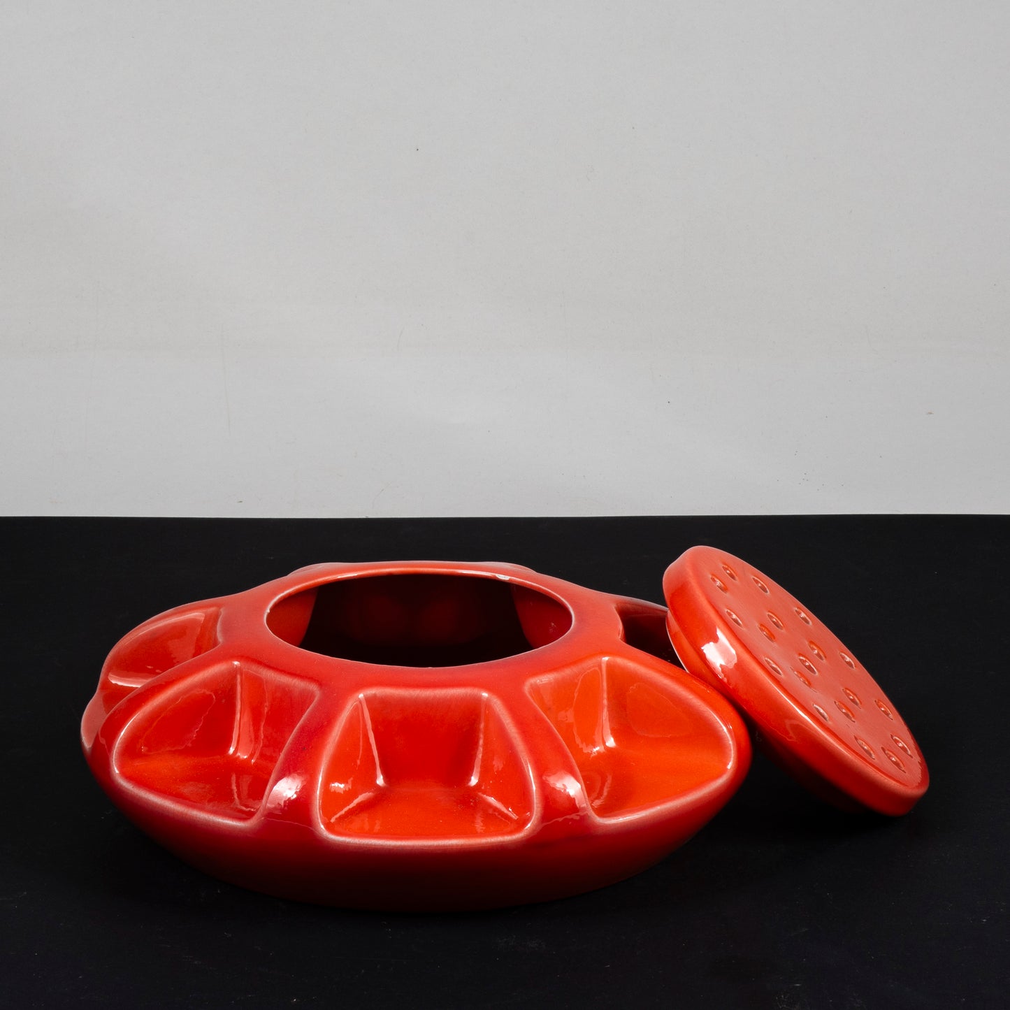 centrotavola ceramica arancione profumatore vintage