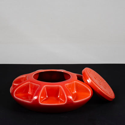 centrotavola ceramica arancione profumatore vintage