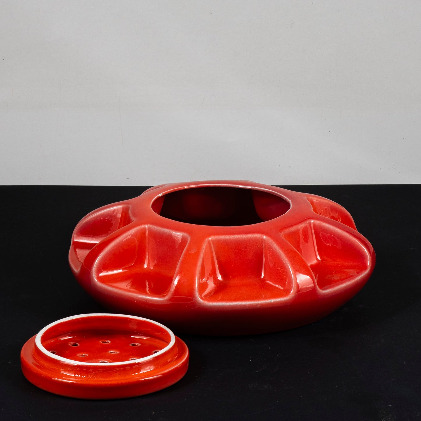 centrotavola ceramica arancione profumatore vintage