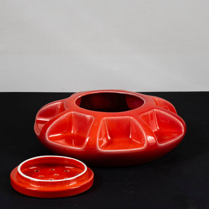 centrotavola ceramica arancione profumatore vintage