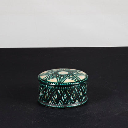 scatola in ceramica firmarta m. a. mercuri decori geometrici