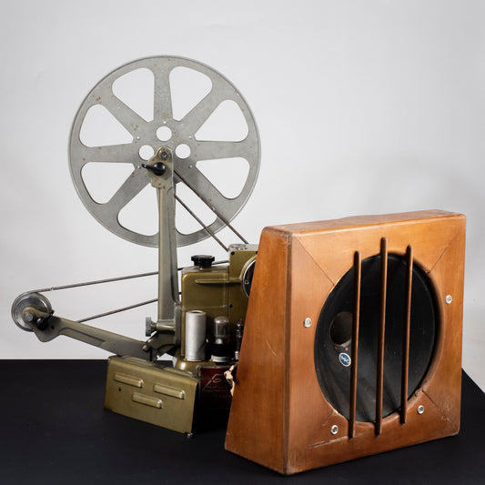 proiettore 16mm magis film roma completo di cavi collegamento dell'epoca e cassa audio