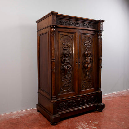 mobile credenza secretaire intagliato con cassetti