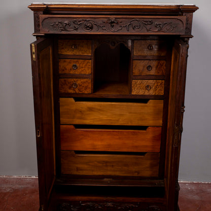 mobile credenza secretaire intagliato con cassetti