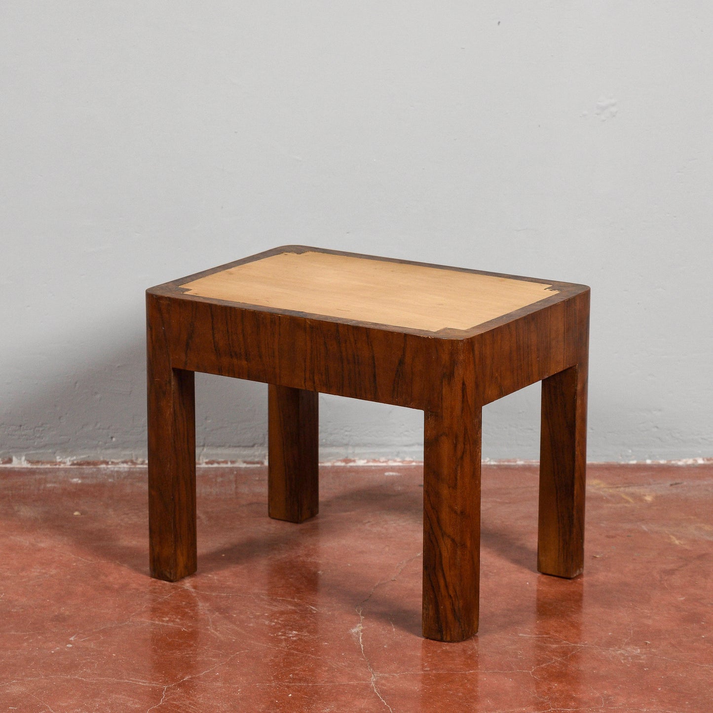 sgabello deco' impellicciato noce  senza imbottitura non rifinito vintage