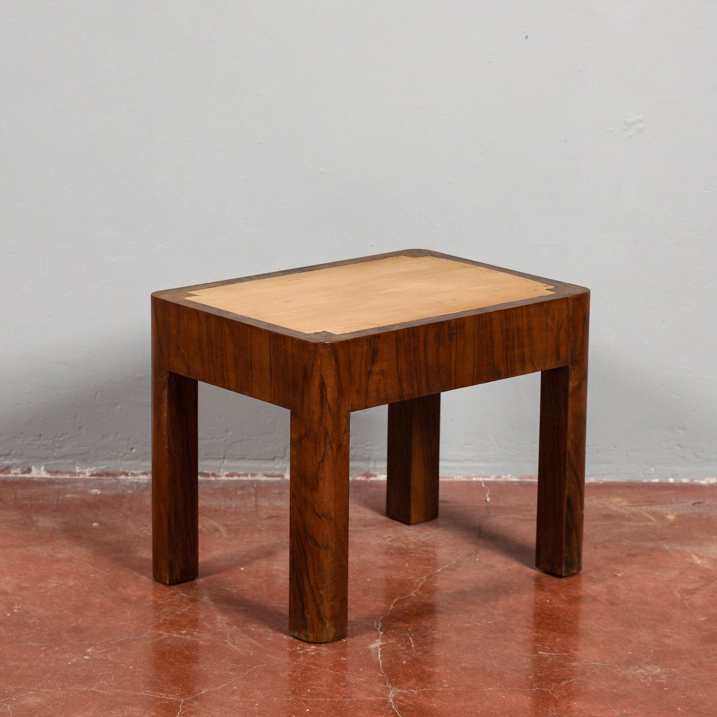 sgabello deco' impellicciato noce  senza imbottitura non rifinito vintage