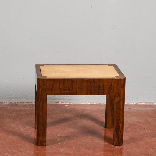 sgabello deco' impellicciato noce  senza imbottitura non rifinito vintage