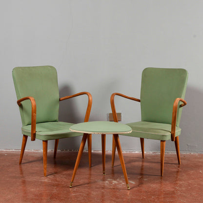 set coppia sedie poltroncine con tavolino meta 900 da sistemare