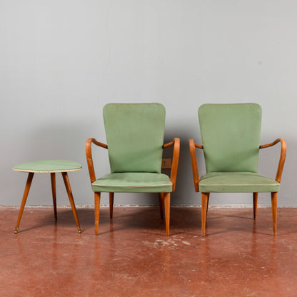 set coppia sedie poltroncine con tavolino meta 900 da sistemare