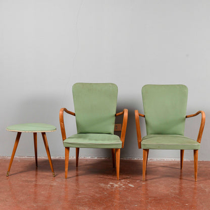 set coppia sedie poltroncine con tavolino meta 900 da sistemare