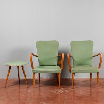 set coppia sedie poltroncine con tavolino meta 900 da sistemare