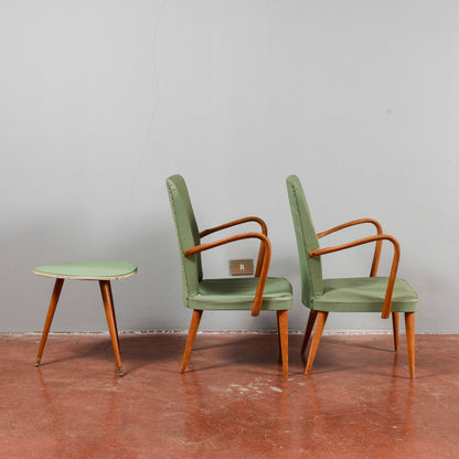 set coppia sedie poltroncine con tavolino meta 900 da sistemare