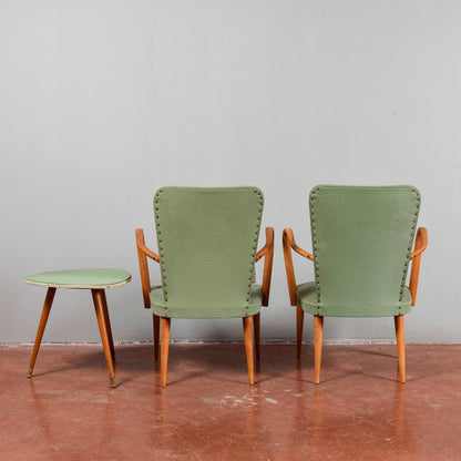 set coppia sedie poltroncine con tavolino meta 900 da sistemare