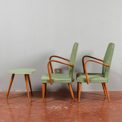 set coppia sedie poltroncine con tavolino meta 900 da sistemare