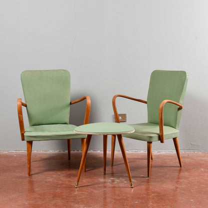 set coppia sedie poltroncine con tavolino meta 900 da sistemare