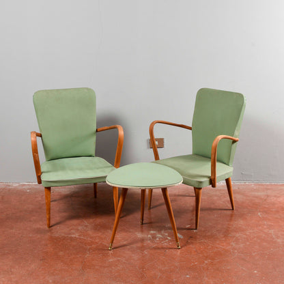 set coppia sedie poltroncine con tavolino meta 900 da sistemare