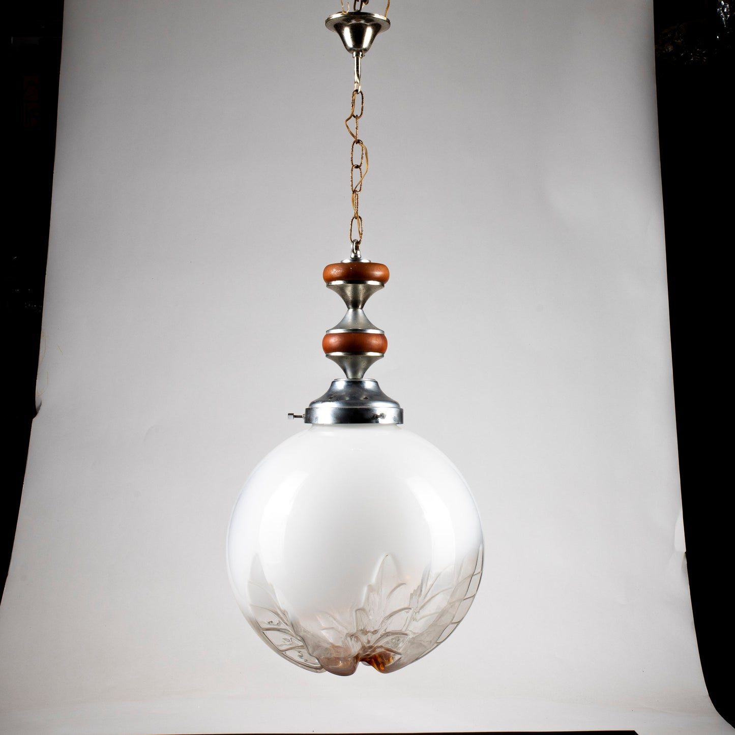 Lampadario vintage anni 70 grande sfera stile Mazzega