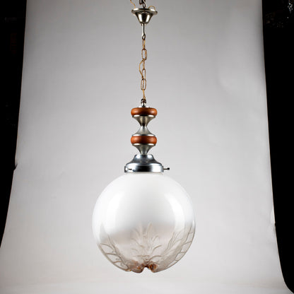 Lampadario vintage anni 70 grande sfera stile Mazzega