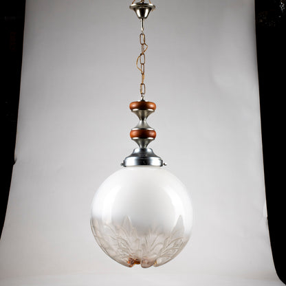 Lampadario vintage anni 70 grande sfera stile Mazzega